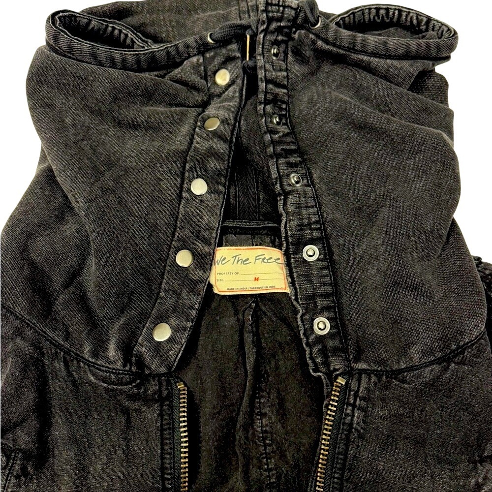 FP Movement by Free People Dark Gray Hooded Jean Jacket - Picture 7 of 15